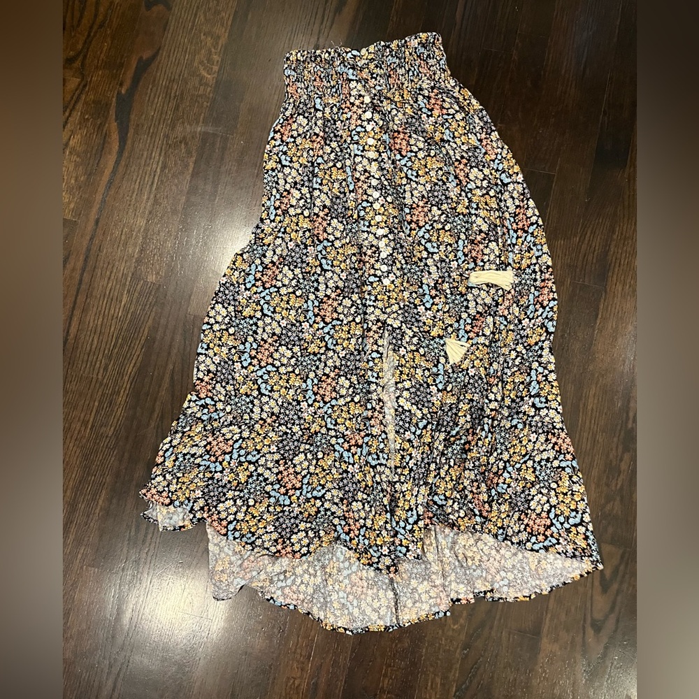 Rachel Zoe Maxi Floral Skirt Button Down Smocked Waist - Size Medium